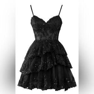 Elegant Black Lace Evening Dress